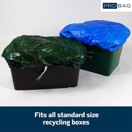BOXHAT - BLUE or GREEN - (1-3 Pack) Recycling Box Cover - Laminated WATERPROOF Kerbside Recycling Lid - Elastic Sealed & Tie (2 Pack, Blue)