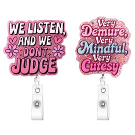 Travone 2Pcs Funny Nurse Badge Reel Cute Retractable ID Card Holder with Retractable Alligator Clip Glitter Acrylic Name Badges Accessories for Nurse Doctor Assistant Medical Office Worker Gifts