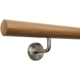 Oak Railing Handrail Set Kit with Angled Holder Various End Pieces, Length 30-500 cm from One Piece