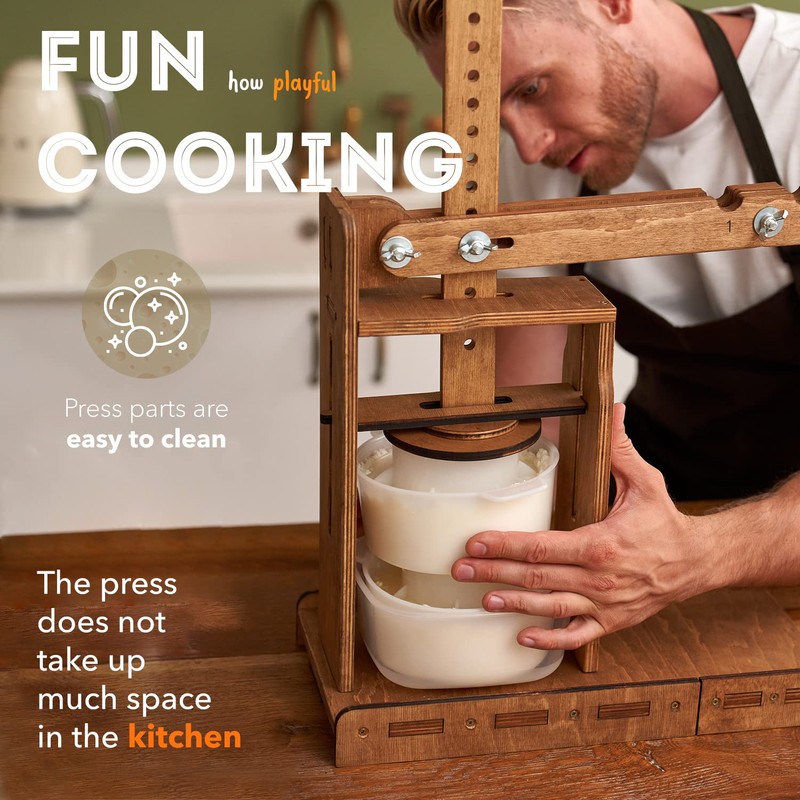 Dutch Wooden Cheese Press - Cheese Making Kit (Wooden Cheese