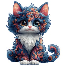 AEEKDOOK Wooden Puzzles for Adults - 200 Pieces Ragdoll Cat-2 Puzzle - Unique Animal Shapes Wooden Jigsaw Puzzles for Adults - Eco-Friendly Animal Puzzle Home Office Decor (M-11.4 * 11.4in)