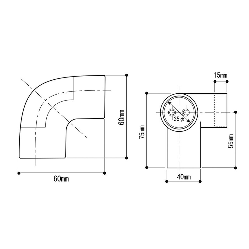 WAKI ABIRA Interior Handrail Hardware Warm Handrail NES L-Shaped Elbow