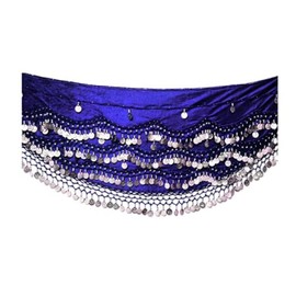 Dancers World Belly Dance Hip Belt Scarves Dancing Costume Coin Hip Scarves Belts FITS M L Medium Large (Royal Blue Silver), M/L - UK 14 - 16/18 (VSB012)