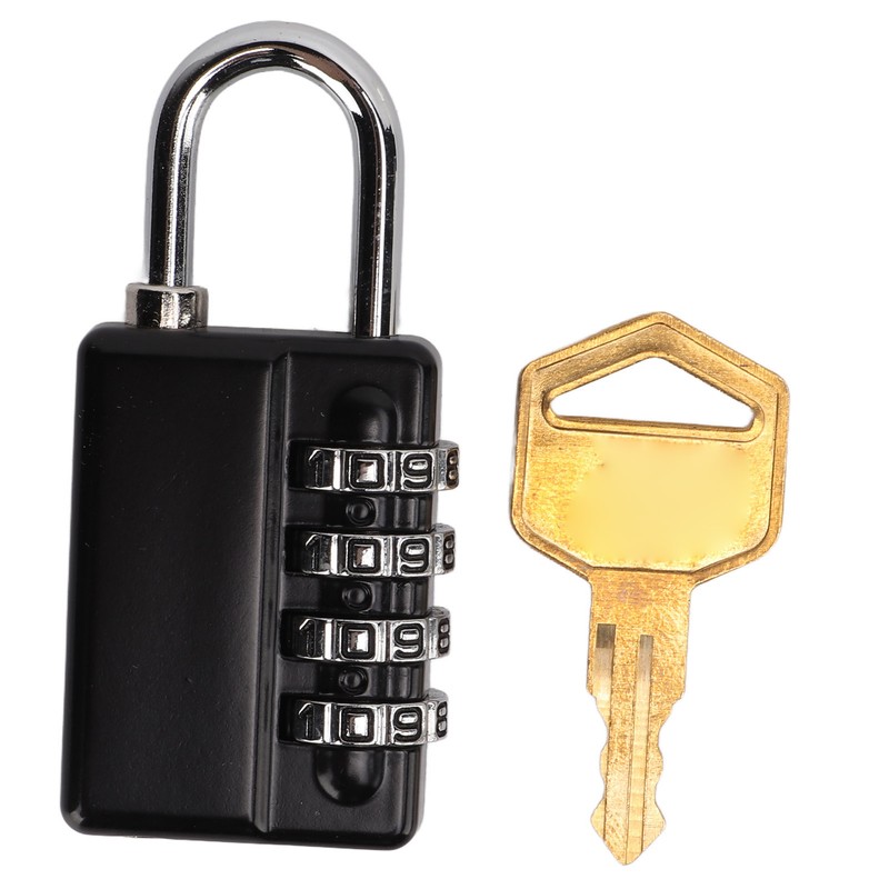 Gym Bag Locker Padlock 4 Digit Combination Zinc Alloy Black
