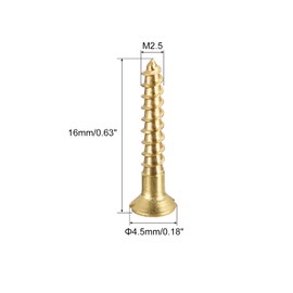 sourcing map Wood Screws M2.5 x 16mm Slotted Flat Head Brass Self-Tapping Screw 100 Pcs