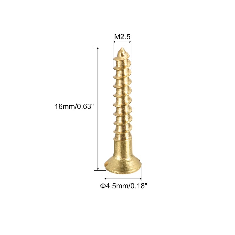 sourcing map Wood Screws M2.5 x 16mm Slotted Flat Head