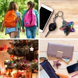 Bigxin 14 Pieces Glitter Keychain, Star Keychain Charm Reversible Sequin Glitter Keyring Flip Sequin Keychain Colorful Sequin Keychain for Kids Girls Party Favors (7 Colors)