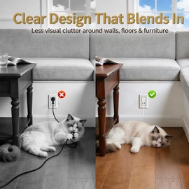 Rokneis 2 Pack Clear Extension Cord 10FT 3 Outlet, Indoor Thin Flat Plug