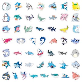 Generic 50Pcs Cool Waterproof Shark Stickers for Kids, Vinyl Decals for Bikes, Water Bottle, Laptop, Computer, Luggage, Skateboard (Shark001)