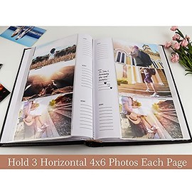 Vienrose Photo Album 4x6 300 Photos with Memo Area Leather Cover Large Capacity Slip-in Pictures Book for Wedding Baby Vacation, Red