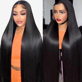 Straight 13X4 HD Lace Front Wigs Human Hair 12A 250% Density Lace Front Wigs Human Hair pre Plucked Glueless Lace Frontal Wigs for Women with Baby Hair Natural Color 24inch