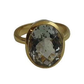 Gruner Amethyst Oval Vergoldet Sterling Silber Ring - Natürlicher Edelstein - Geburtstagsgeschenk - Weihnachtsgeschenk - Handgefertigte Geschenkideen für Frauen (US Size 6 / Diameter 16.5 / EU 52)