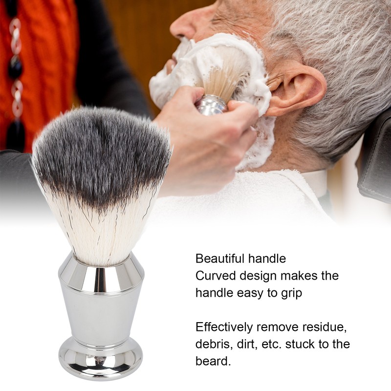 Beard Foam Brush Fine Synthetic Bristles Stainless Steel Fast Dry