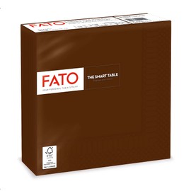 Fato, Einweg-Papierservietten, Ideal für informelle Mittagessen und Buffets, Packung mit 50 Servietten, Größe 33x33, 4-fach gefaltet, 2-lagig, Farbe Schokolade, 100% reines Zellulosepapier, FSC