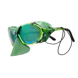 Expedition Glasses with Nose and Side Leather Protection - Wind Protection Goggles as Beach Glasses, Glacier Glasses, Safari Goggles (Green Crystal)