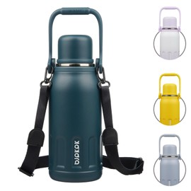 BJPKPK Insulated 40oz Thermos Disherwasher Safe Water Bottle with Lid and Carry Handle Stainless Steel Water Bottles for Sports,Navy Blue