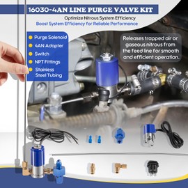 16030-4AN Line Purge Valve Kit, Integrate with Nitrous Systems, Release Trapped Air or Gaseous Nitrous, Reduced Lag Time