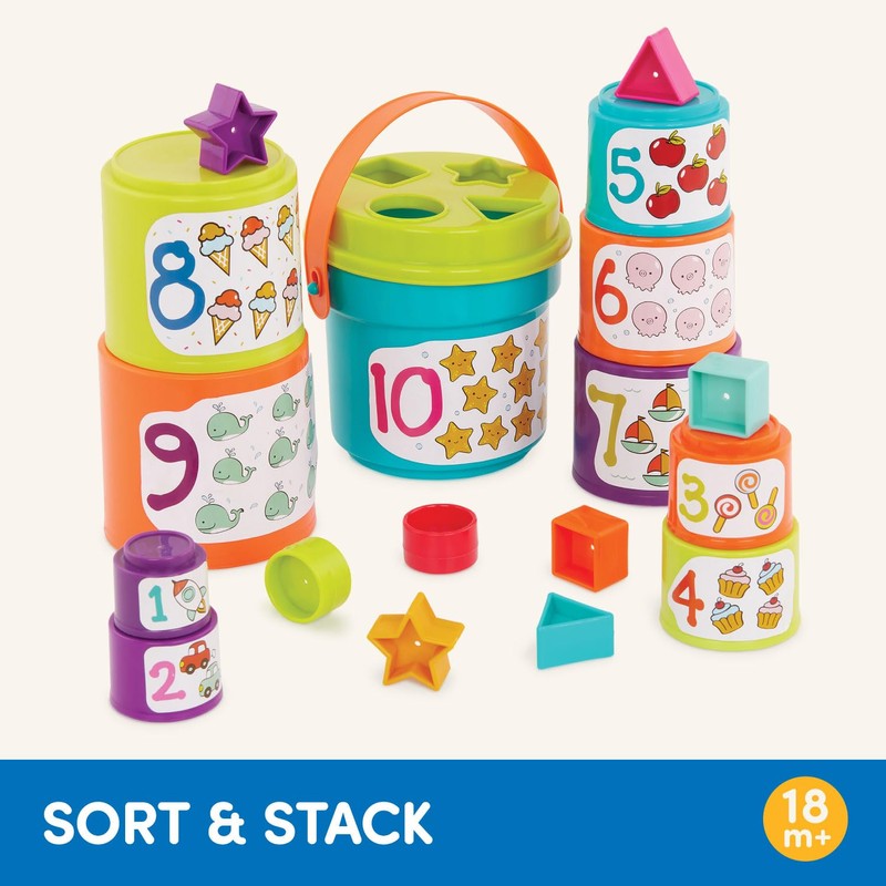 Battat – Nesting Sorter Set – 19 Pieces Stacking Bucket