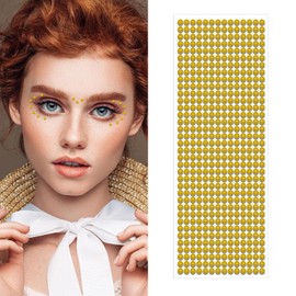 900 Stück Gold Imitationsperle Glitzersteine, Selbstklebend Strasssteine Gold, 4mm Hemisphäre Glitzersteine, Acryl Halbrunde Perle Selbstklebender Aufkleber, für Gesicht, Augen, Fotorahmen