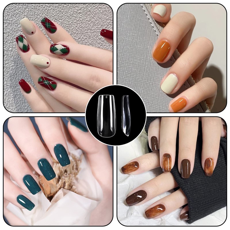 JANLOFO Nail Tips, Clear, False Nails, 500 Pieces, Long Nail