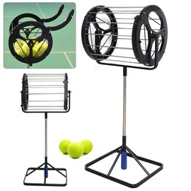 RustyVioum Tennis Ball Picker Upper, 2 in 1 Tennis Ball Picker Tennis Ball Collector and Ball Hopper 55 Balls, Stainless Steel Tennis Ball Pick Up Equipment Automatic Tennis Ball Pick Up Hopper