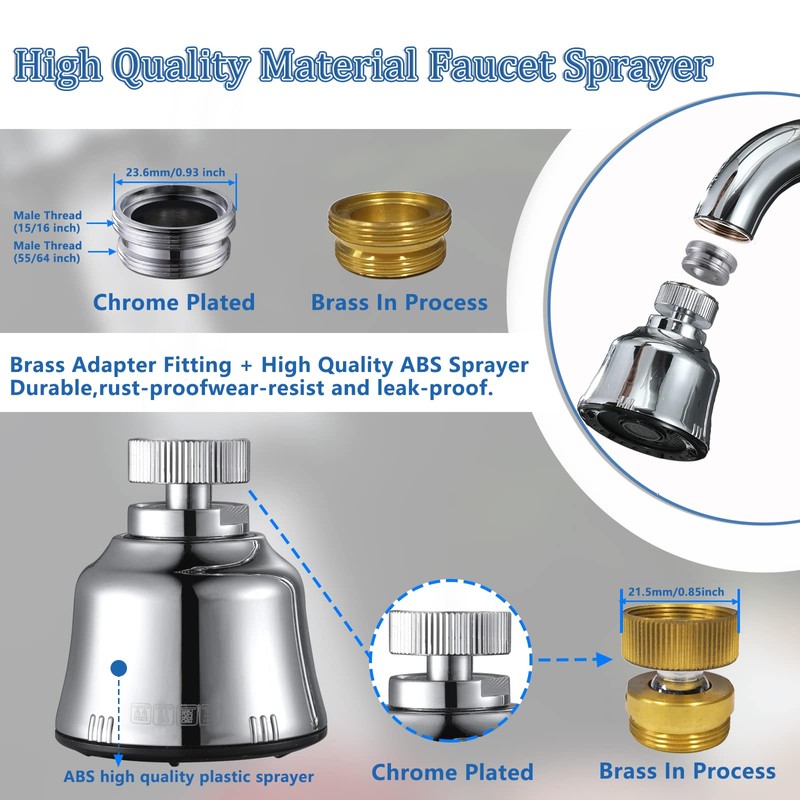 Sink Faucet Sprayer Attachment, Upgrade 4 Mode Adjustable Kitchen Faucet