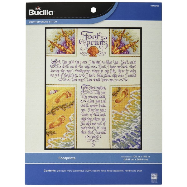 Bucilla Counted Cross Stitch Kit, 10.5 by 14.25-Inch, 42760 Footprints