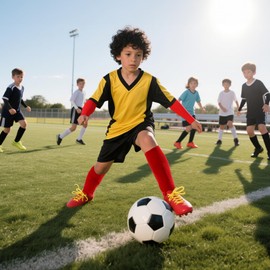 JASGOOD Kids Soccer Shin Guards and Socks with Arm Sleeves for Toddler Youth Age 4-16 Football Protection Defender Gear，Red