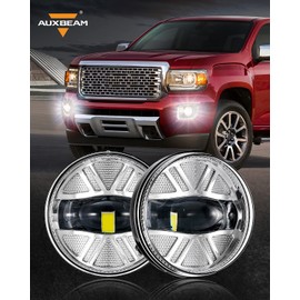 Auxbeam LED Fog Lights Replacement for GMC Sierra 1500 2007-2013, Sierra 2500HD 3500HD 2007-2014, DOT Approved LED Fog Lamps for Sierra 1500 2500HD 3500HD, Chrome