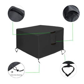 TheElves Fire Pit Cover, Waterproof Square Outdoor Fire Pit Table Cover, Heavy Duty Cover for Patio Firepit & Gas Propane Fire Table & Patio Table & Outdoor Furniture – 28x28x25 Inch