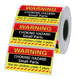 Choking Warning Labels,1x 2 Inch Choking Warning Hazard Labels, Red Yellow Small Parts Suffocation Warning Stickers Not for Children Under 3 Years Labels for Packing Shipping (500 Pcs)
