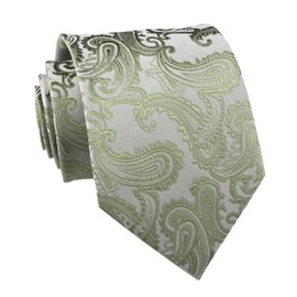 Men Tender Green Paisley Ties Dusty Sage Green Stylish HANDMADE Luxury Formal Suit Self Neckties