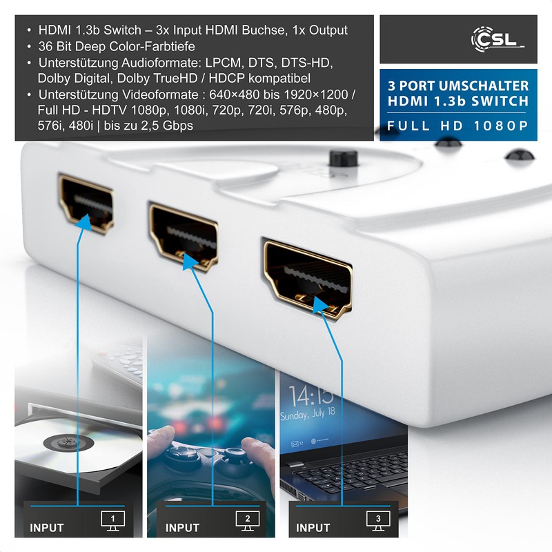 CSL - 3D Ready / Full HD 1080p HDMI Switch