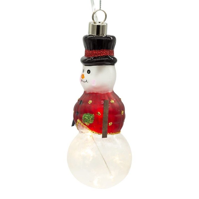 Kurt S. Adler USB Lighted Glass Snowman Ornament, 6.06-Inches, Multicolor