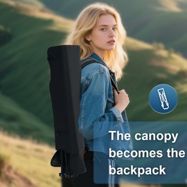 ZOOBLY Portable Folding Camping Chairs with Canopy Shade, Beach Chair for Adults, Durable Weather Resistant Oxford Cloth, Camping Chair with Canopy for Outdoors (Black)