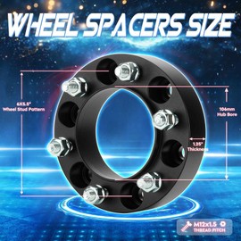 TadaMark 6x5.5 1.25in Hubcentric Wheel Spacers, 6x139.7mm Forged 6 Lugs Wheel Adapter, Fit for Toyota 4Runner 96-22/Tacoma 02-22/Tundra 00-06/Lexus GX470 03-22, 106mm Bore M12x1.5 Studs, 4pc