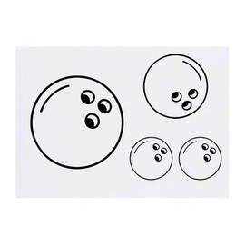 4 x 'Bowling Ball' Temporary Tattoos - Water Resistant, Skin-Safe, Non-Toxic Transfers, Mixed Sizes (TO00085666)