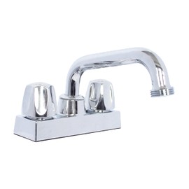WMF-4225-1-L Utility/Laundry/Shop Sink Faucet, Double Handle with 3/4" Hose Thread in Chrome, Threaded end Slop Spout, 4" Centerset