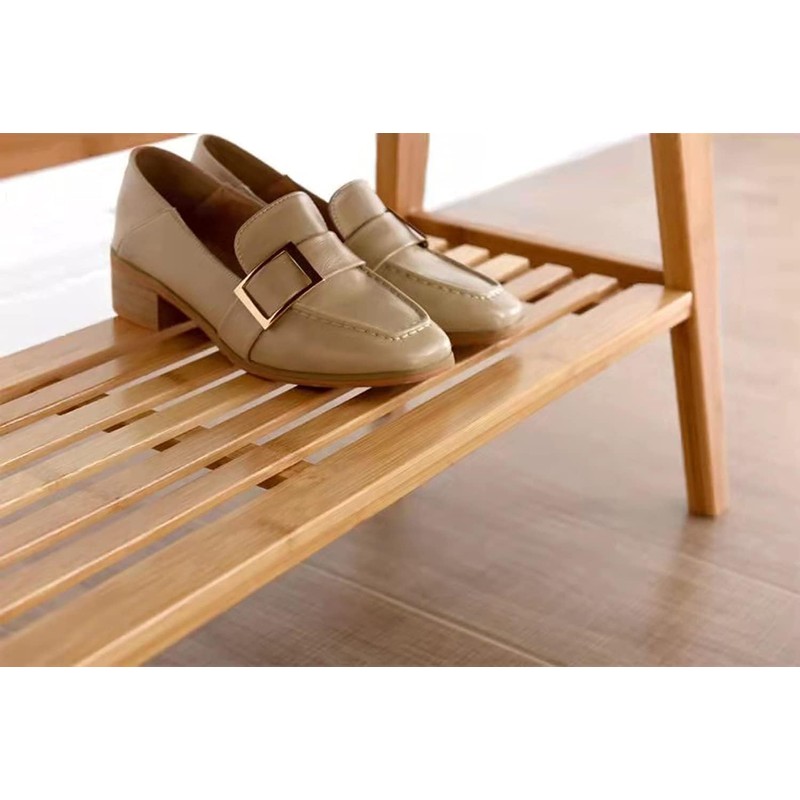 SOBIBO Bamboo Shoe Bench, Entryway Bench, 2 Tier Shoe Rack