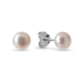 Pearl Earrings 925 Silver | Natural White Freshwater Pearls 6-6.5 mm | Super Glue - Firm Hold | Perfect Women Gift | Real Pearl Stud Earrings Women | Earrings Silver 925