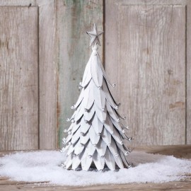 Irvin's Tinware Tin Christmas Tree in Rustic Metal White Wash 12-Inch Country Decor