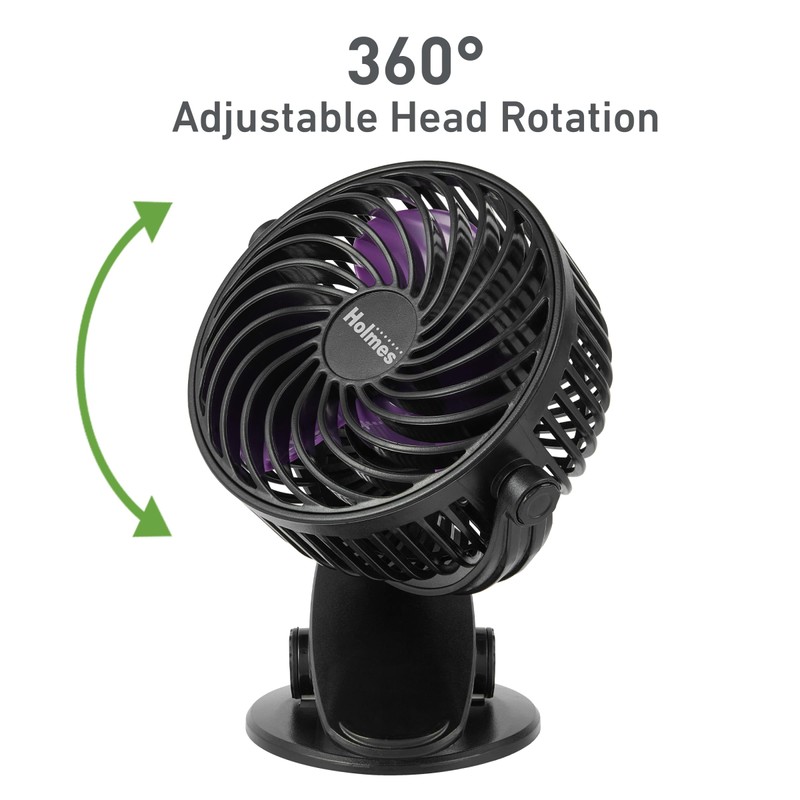 Holmes 4” On-The-Go Personal Fan with Clip – 3 Speeds,