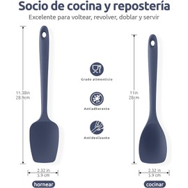 Cucharas de silicona resistentes al calor de 600ºF: cuchara flexible para hornear con sabor a U, espátula y cuchara de cocina, utensilios de cocina sin costuras para servir, rascar, recoger en