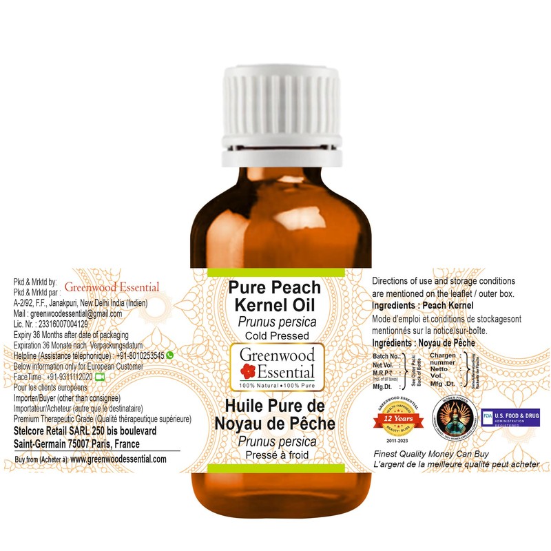 Greenwood Essential Pure Peach Kernel Oil (Prunus Persica) Natural Therapeutic
