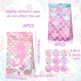 12PCS Mermaid Party Favor Bags Under the Sea Party Goodie Bags Marine Sea Animals Treat Bags Reusable for Girls Birthday Baby Shower Bridal Shower