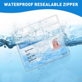 Mositear Horizontal ID Badge Holders with Soft Edge (Sealable Fits 4 x3 Inch Insert) (100 Pack), Waterproof ID Card Holder, Name Tag Holder, name badge holders, Zipper Plastic Badge Holder