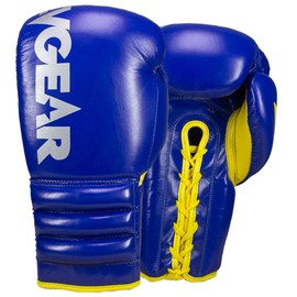 Revgear S4 Sentinel Lace Pro Leather Gel Boxing Gloves | Ridged Wrists for Protection | Multi-Layer Gel Padding (Blue, 8 OZ)