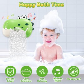 MACALOCA Dinosaur Bath Toys,Baby Bath Toys for the Baby Bathtub,Toddler Automatic Bubble Machine Birthday for 1 2 3 4 5 Years Old Boys Girls (Green)