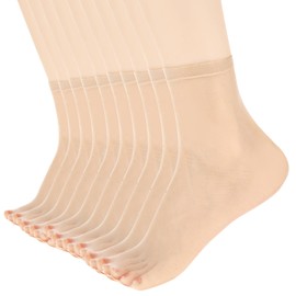 Telooco 10 Pairs Ankle Sheer Socks Nylon Pop Socks Silky Breathable Hosier Transparent Short Dress Stockings for Women and Girls