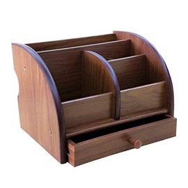 Desk organizer wood remote control holder with long drawer Office stationery storage and sorting organizer household small sundries storage box HeBen1025